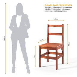 Conjunto Sala de Jantar 1 Mesa Tampo Madeira Maciça Quadrado 4 Cadeiras  - 14