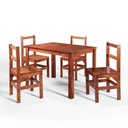 Ver imagem 2 de Conjunto Sala de Jantar 1 Mesa Tampo Madeira Maciça Quadrado 4 Cadeiras Marrom/Mogano