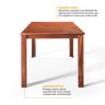 Conjunto Sala de Jantar 1 Mesa Tampo Madeira Maciça Quadrado 4 Cadeiras  - 4