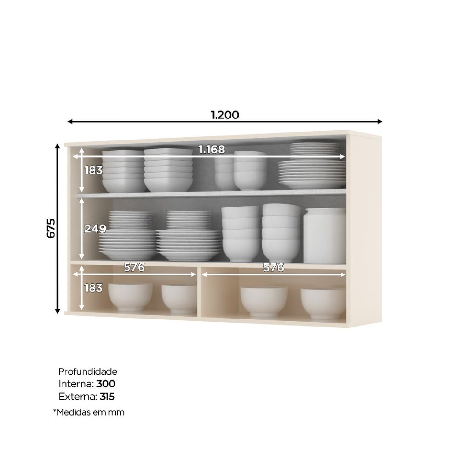 Armário Aéreo 1 Porta Basculante com Vidro 120cm Connect - 5