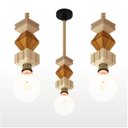 Ver imagem 3 de 2 Pendentes Verticais de Madeira Corda Jaspe com Lâmpada 4w