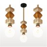 2 Pendentes Verticais de Madeira Corda Jaspe com Lâmpada 4w - 3