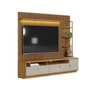 Ver imagem 2 de Rack com Painel Ripado para TV até 75 Polegadas com LED MDF 224CMX198CM 1 Porta 2 Gavetas Ouro Preto Marrom