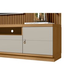 Rack com Painel para TV até 75 Polegadas com Ripado e LED 1 Porta 2 Gavetas Ouro Preto - 6
