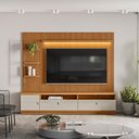 Ver imagem 5 de Rack com Painel para TV até 75 Polegadas com Ripado e LED 1 Porta 2 Gavetas Ouro Preto