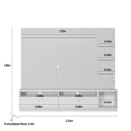 Rack com Painel para TV até 75 Polegadas com Ripado e LED 1 Porta 2 Gavetas Ouro Preto - 3