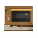 Ver imagem 4 de Rack com Painel Ripado para TV até 75 Polegadas com LED MDF 224CMX198CM 1 Porta 2 Gavetas Ouro Preto Marrom