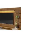 Ver imagem 7 de Rack com Painel Ripado para TV até 75 Polegadas com LED MDF 224CMX198CM 1 Porta 2 Gavetas Ouro Preto Marrom