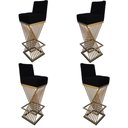 Ver imagem 1 de Kit 04 Banquetas Luma Base de Ferro Sued Preto - D'classe Decor