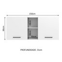 Ver imagem 3 de Armário de Cozinha Aéreo 150 cm 2 Portas e 2 Nichos Branco Agata Madesa