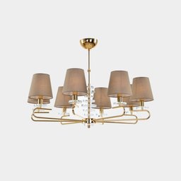 Lustre Tupiara Flow Metal Dourado E Cupula Bege - 1