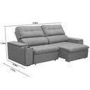 Ver imagem 5 de Sofá Retrátil Reclinável 3 Lugares 250cm Ginevra F05 Veludo Prata - Mpozenato
