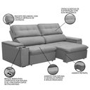 Ver imagem 6 de Sofá Retrátil Reclinável 3 Lugares 250cm Ginevra F05 Veludo Prata - Mpozenato