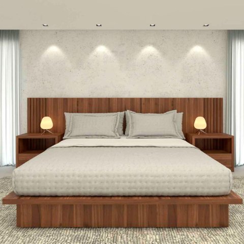 Cama King sob Medida Nn 201cmx208cm 100% Mdf Casa Lar Cor:nogueira Cadiz