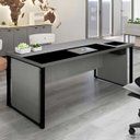 Ver imagem 2 de Mesa de Escritório Diretor com Caixa de Tomadas e Porta Objetos 180cm Corporate Cinza Sagrado e Preto
