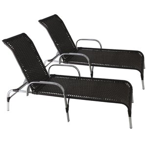 Conjunto 2 Espreguiçadeiras Esteira em Alumínio Área de Piscina Banho de Sol, Havaí Cor Tabaco