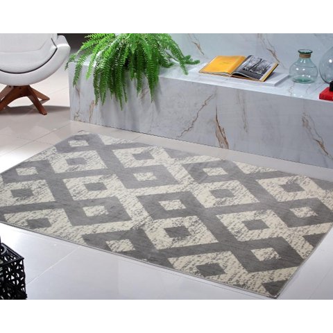 Tapete para Sala ou Quarto 1,00m x 1,50m Pelo Baixo Andino Lâncer - A-122 Cinza