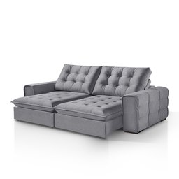 Sofá Retrátil e Reclinável Galliano 2,90m - Fortbello Estofados:cinza - 3