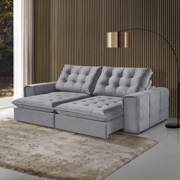 Sofá Retrátil e Reclinável Galliano 2,90m - Fortbello Estofados:cinza - 1