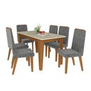 Ver imagem 3 de Conjunto Sala de Jantar Mesa Tampo de Vidro Fidelitá Génova com 6 Cadeiras Freijó/Off-White