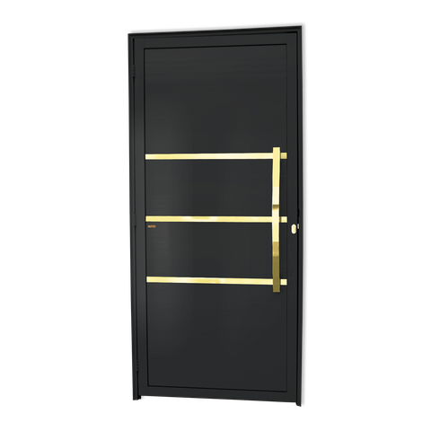Porta Lambril Evolution c/Puxador D. Super Preto Dourado 100 Brimak