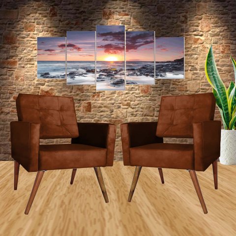 Kit 2 Cadeira Poltrona Consultório Escritório Recepção Reforçadas Vanessa Terra Cota