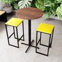 Ver imagem 1 de Conjunto Mesa Alta Bar Bistrô Redonda Imbuia 2 Bancos Estofado Don Castro Decor