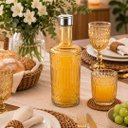 Ver imagem 4 de Garrafa de Vidro Agua Suco Bebidas Decoração Bar 1000ml Mesa Posta Ambar
