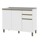 Ver imagem 1 de Balcão de Cozinha para Pia 120 Cm 3 Portas 2 Gavetas Branco 6123.3 - Indékes