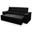 Ver imagem 3 de Sofá Retrátil Reclinável 4 Lugares com Molas 2,30m Quantum Suede Velut Preto - King House