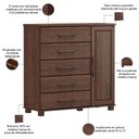 Ver imagem 4 de Cômoda Sapateira para Quarto Closet 5 Gavetas 1 Porta Zahav F06 Café - Lyam Decor
