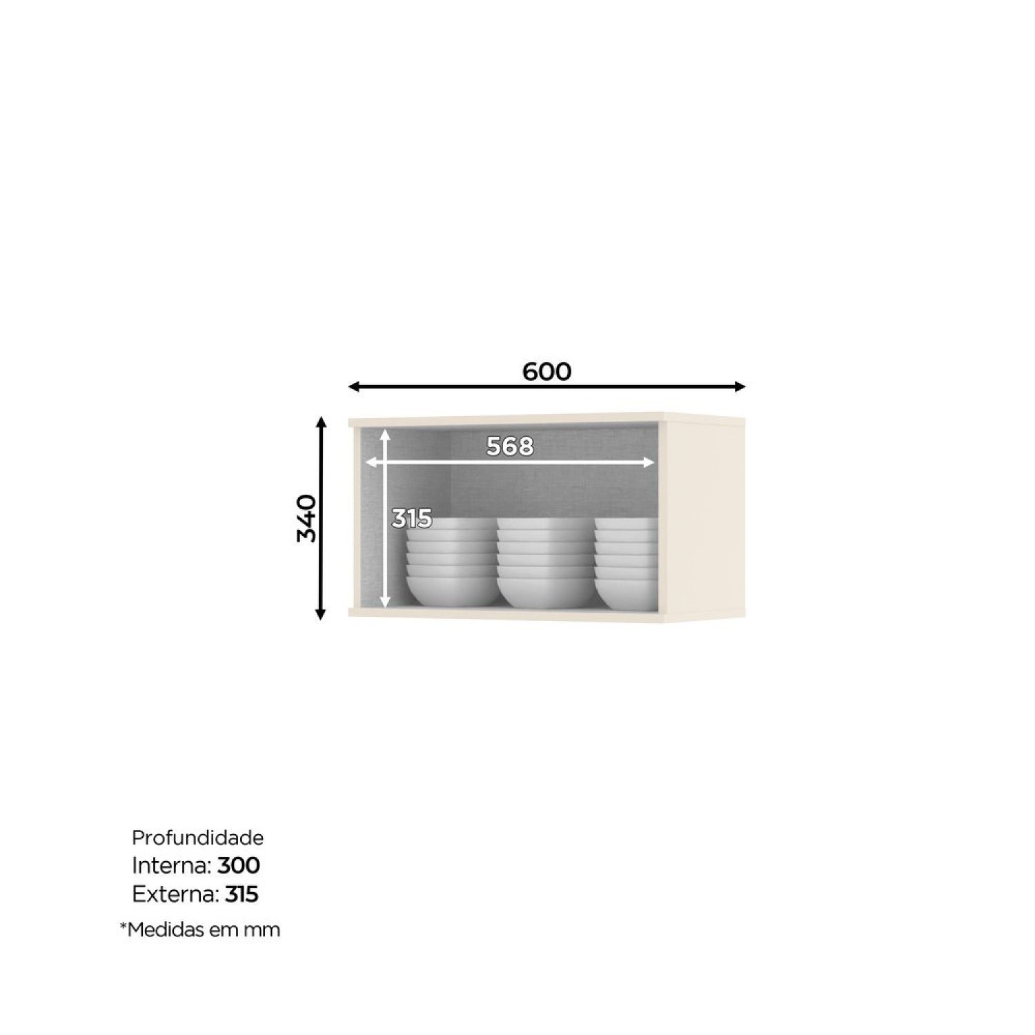 Armário Aéreo 1 Porta Basculante 60cm Connect - 5