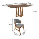 Ver imagem 4 de Conjunto Mesa Julia 1,6m Freijó Pés Cerejeira 6 Cadeiras Débora Sala Jantar - Cinza Veludo