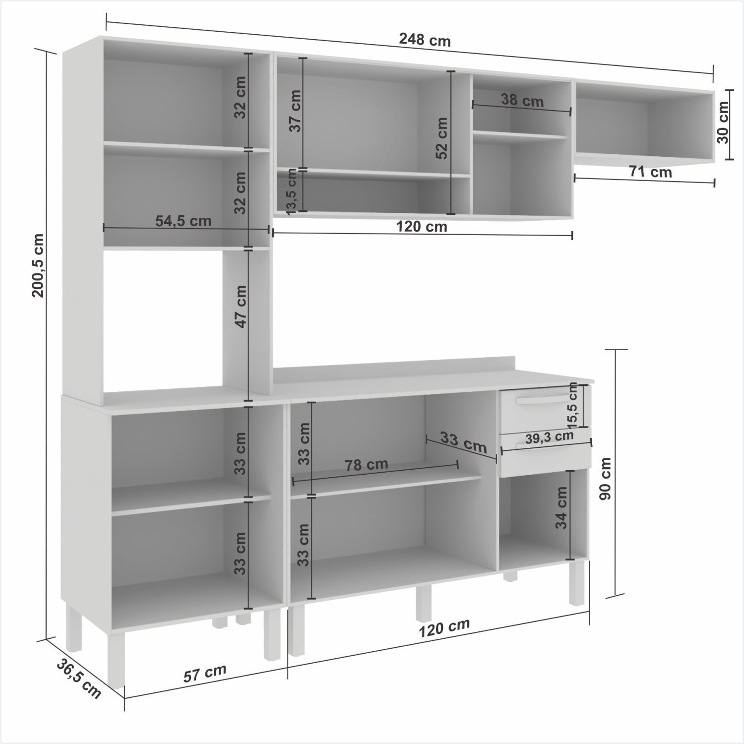 Cozinha Compacta 4 Peças 9 Portas 2 Gavetas Bella Sallêto Móveis - 5