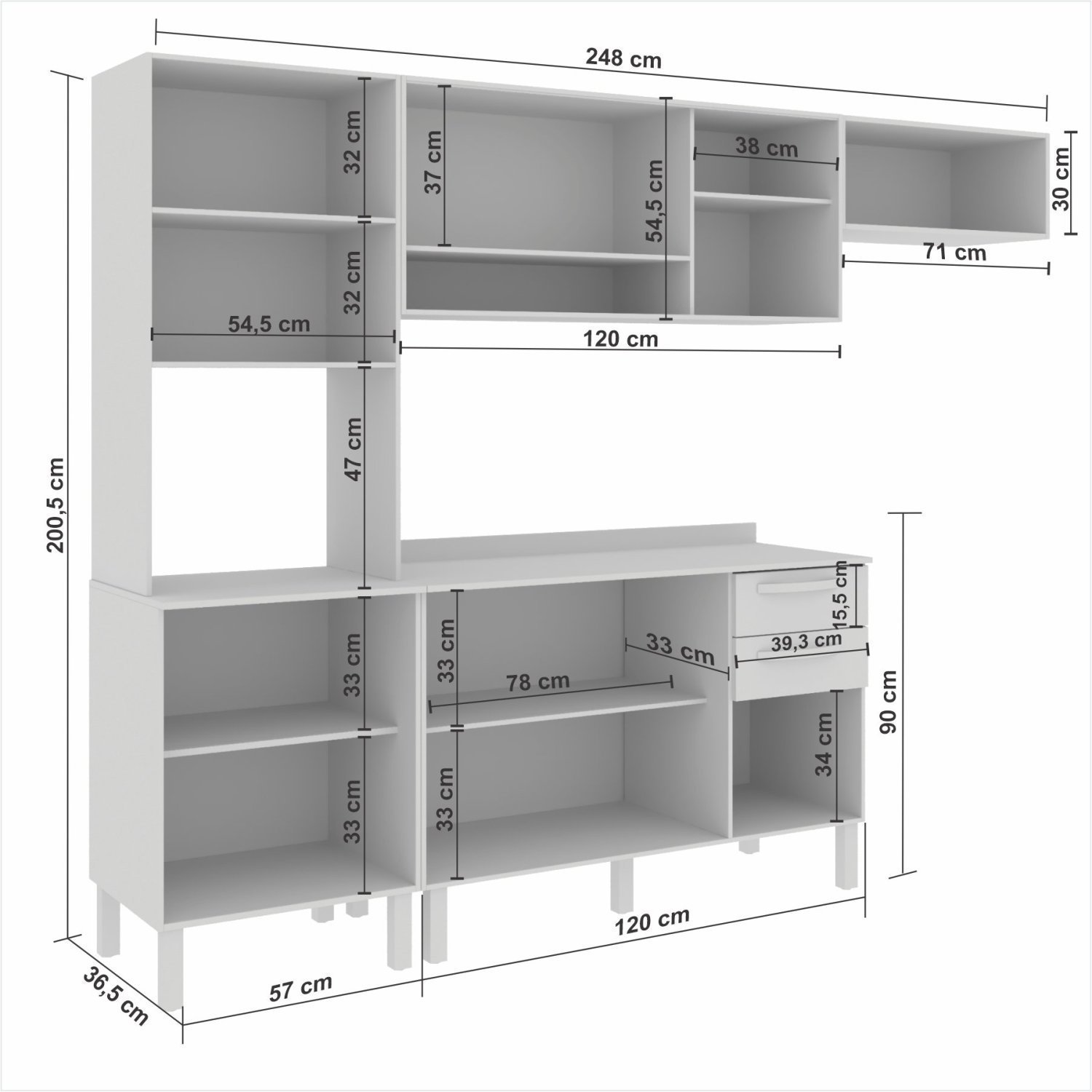 Cozinha Compacta 4 Peças 9 Portas 2 Gavetas Bella Sallêto Móveis - 4