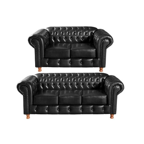 Conjunto Luis Xv 2 e 3 Lugares Cor:Couríssimo Preto 005