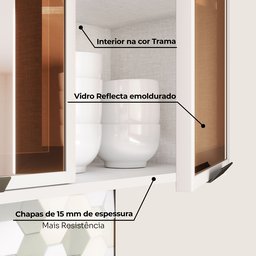 Armário Aéreo 3 Portas com Vidro Connect - 7