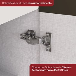 Armário Aéreo 3 Portas com Vidro Connect - 6