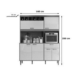 Kit Cozinha Dakota C/ 11 Portas e 2 Gavetas Jequitiba/cinza - Lukaliam - 5