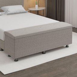 Baú Sapateira Estofada Casal King Size 195 Cm Terra Linho Skybox Marrom - 1