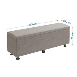 Baú Sapateira Estofada Casal King Size 195 Cm Terra Linho Skybox Marrom - 5