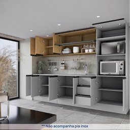 Cozinha Modulada 8 Peças 4 Aéreos 3 Balcões 1 Torre Quente Nara CabeCasa MadeiraMadeira - 6