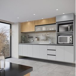 Cozinha Modulada 8 Peças 4 Aéreos 3 Balcões 1 Torre Quente Nara CabeCasa MadeiraMadeira - 2