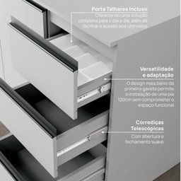 Cozinha Modulada 8 Peças 4 Aéreos 3 Balcões 1 Torre Quente Nara CabeCasa MadeiraMadeira - 17