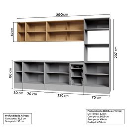 Cozinha Modulada 8 Peças 4 Aéreos 3 Balcões 1 Torre Quente Nara CabeCasa MadeiraMadeira - 5