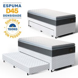 Cama Box com Colchao de Espuma D45 Pillow Top Fort Comfort + Auxiliar de Espuma Unique Solteiro 88cm - 2