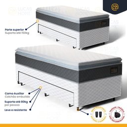 Cama Box com Colchao de Espuma D45 Pillow Top Fort Comfort + Auxiliar de Espuma Unique Solteiro 88cm - 6