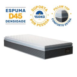 Cama Box com Colchao de Espuma D45 Pillow Top Fort Comfort + Auxiliar de Espuma Unique Solteiro 88cm - 7
