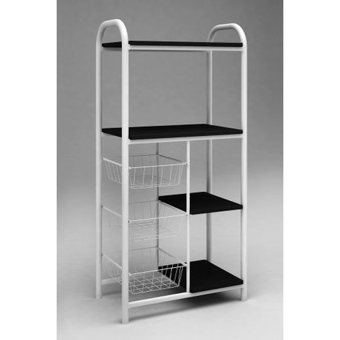 Fruteira Tubular 3 Cestos 4 Tampos Mega ? Gol Decor Tampo Preto/base Branco