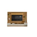 Ver imagem 3 de Rack com Painel para TV até 75 Polegadas Ripado com LED MDF Marrom 198x268cm Ouro Preto